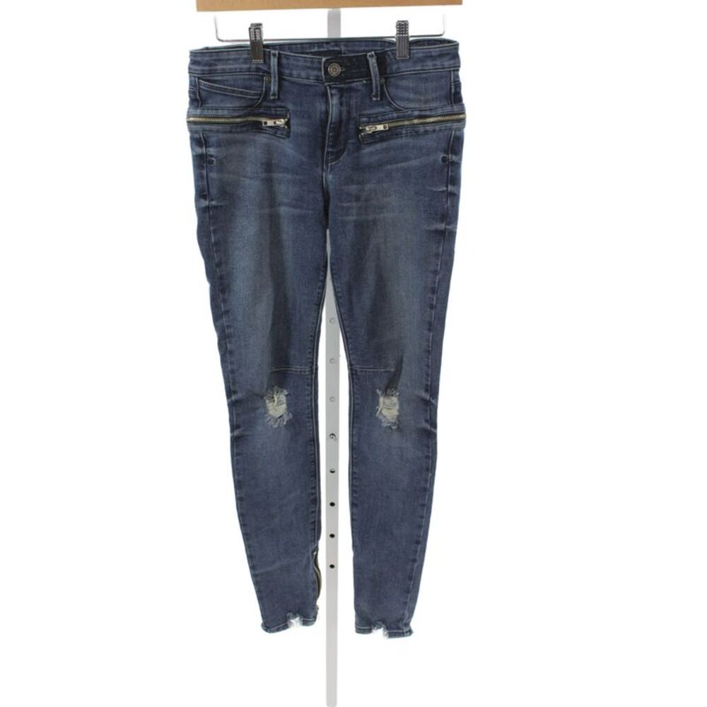 R+A Womens Skinny Jeans Blue High Rise Cotton Button Size 27